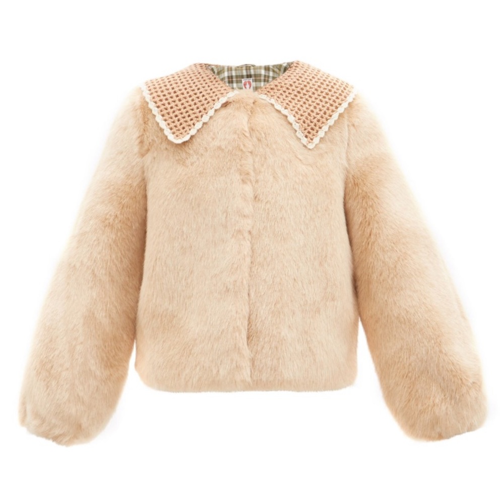 NWT Shrimps Ralph Crochet-Collar Faux Fur Jacket - Picture 7 of 11